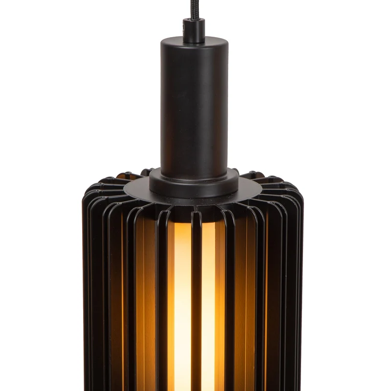 B-Ware Lucide Pendellampe Hängelampe Lambres Glas Metall schwarz transparent 164 cm403