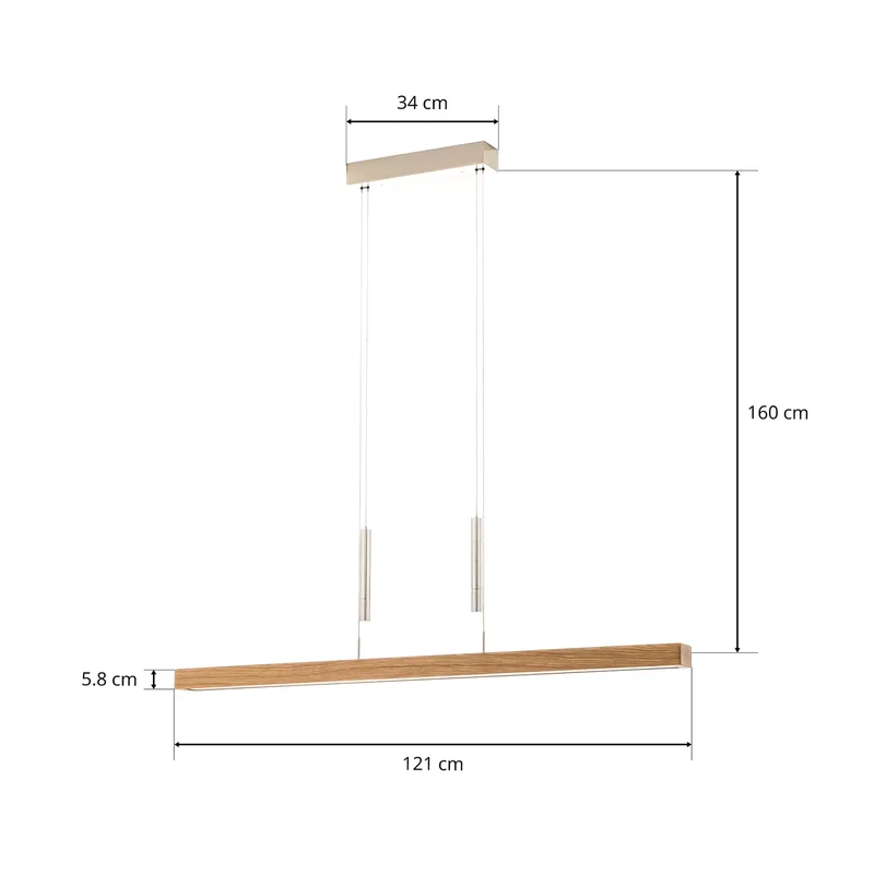 B-Ware HerzBlut Leonora Hängelampe Down 121cm Eiche natur Deckenlampe Deckenleuchte