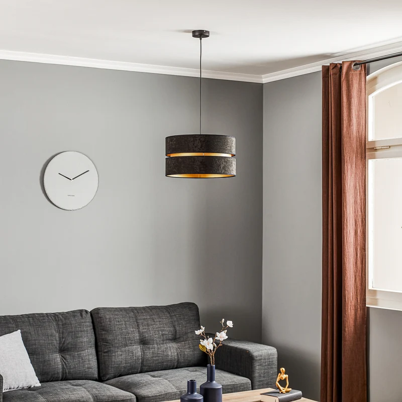 B-Ware Euluna Hängeleuchte Duo Deckenlampe Pendelleuchte E27 schwarz gold Ø40cm 1-flg