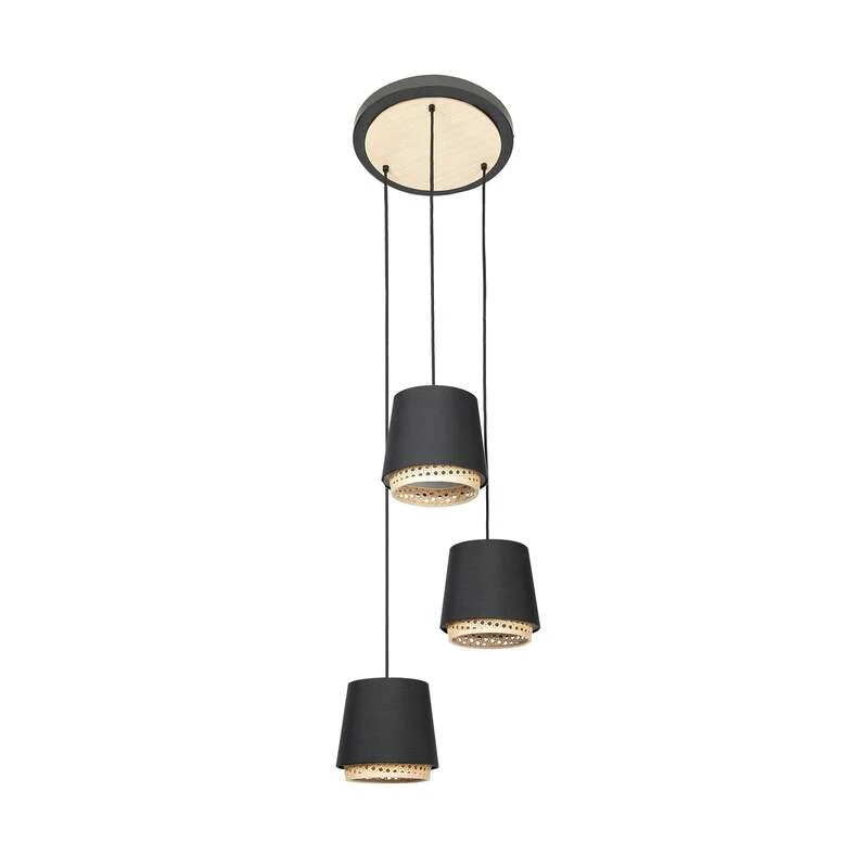 B-Ware Lindby Hängeleuchte Pendelleuchte Rondell Ananya 3-flg holz Metall Rattan