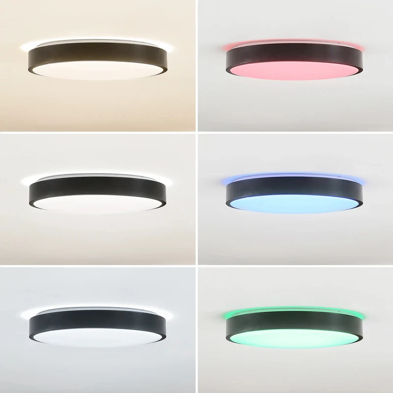 B-Ware Lindby Deckenleuchte Lampe LED Smart Schwarz Tuya App Steuerung RGB CCT 38 cm