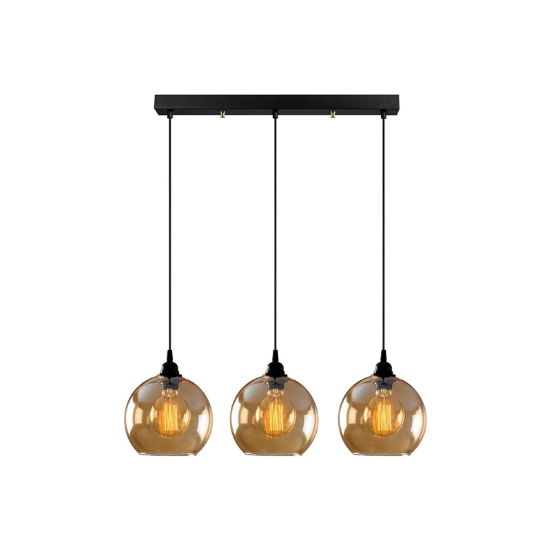 B-Ware Opviq Hängelampe Gold 022 Hängeleuchte Leuchte Lampe 3-flammig linear Glas Ø2801