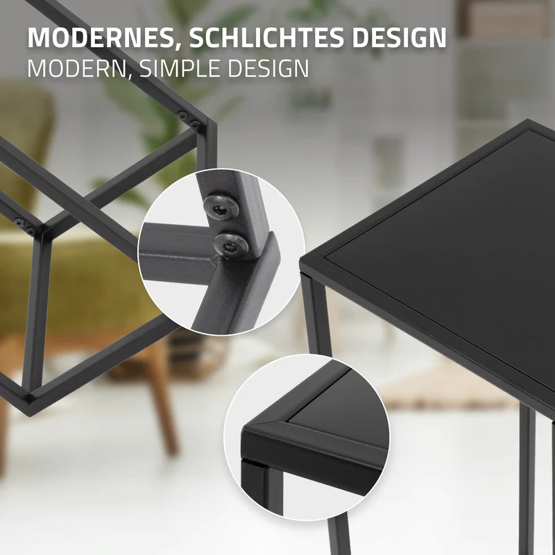 2er Set Blumenständer Schwarz aus pulverbeschichtet Metall ML-Design