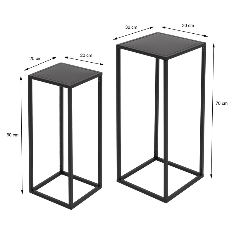 2er Set Blumenständer Schwarz aus pulverbeschichtet Metall ML-Design
