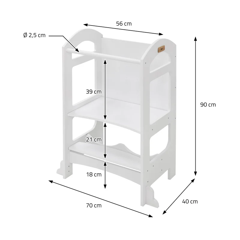 Lernturm 2in1 für Kinder ab 1 Jahr Weiß aus Holz inkl. Tafel von Joyz