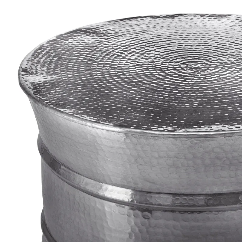 Couchtisch Ø 62x33 cm Silber aus Aluminium-Legierung in Hammerschlag-Technik WOMO-Design