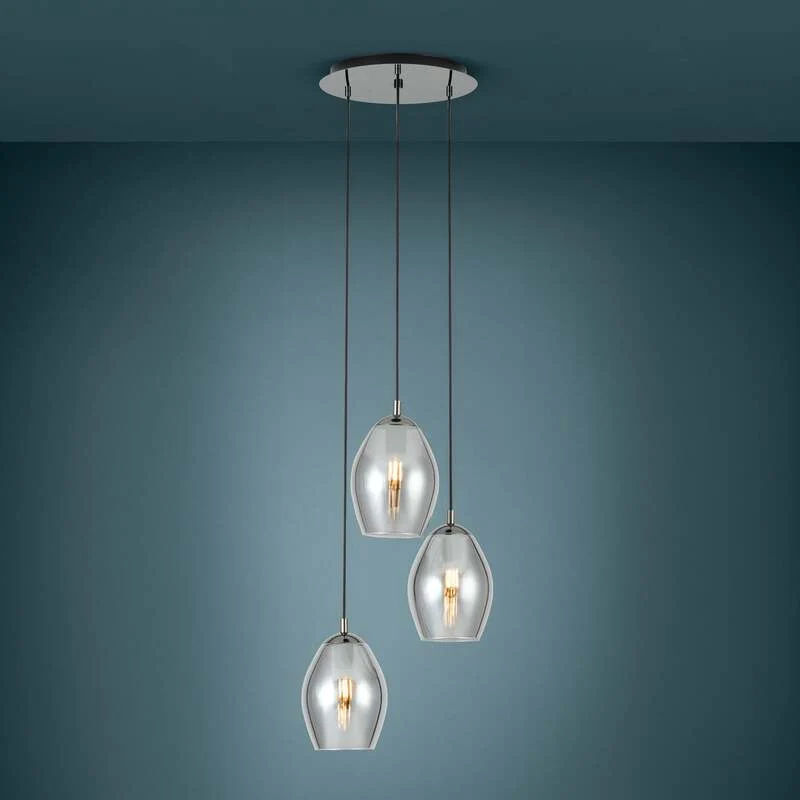 B-Ware Eglo Pendelleuchte Estanys 3-flammig Pendelleuchte Deckenlampe Lampe Rauchgrau
