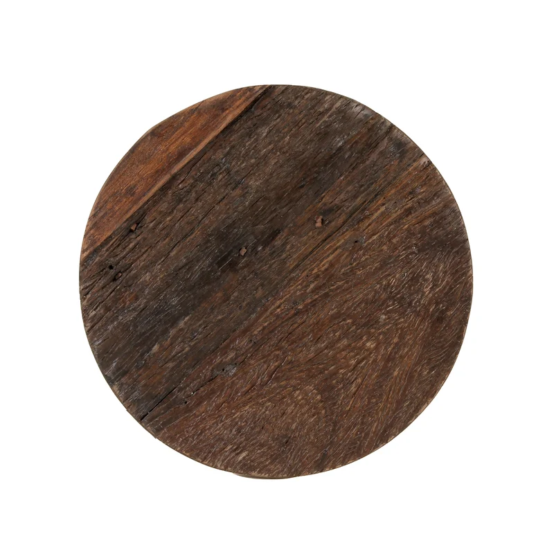 Couchtisch rund Ø 50x50 cm Natur/Schwarz aus Altholz, Metallgestell WOMO-Design