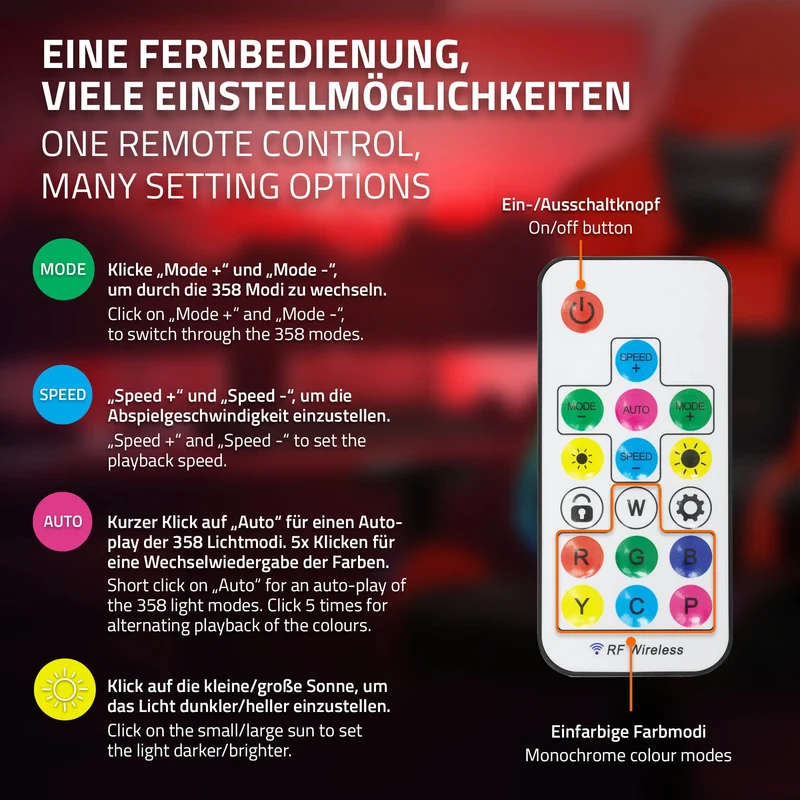 Gamingstuhl mit RGB Beleuchtung & Bluetoothboxen Schwarz/Rot aus Kunstleder ML-Design