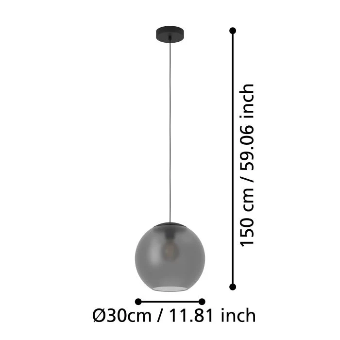 B-Ware Eglo Pendelleuchte Hängeleuchte Glas grau matt Arangona Wohnzimmer Esszimmer
