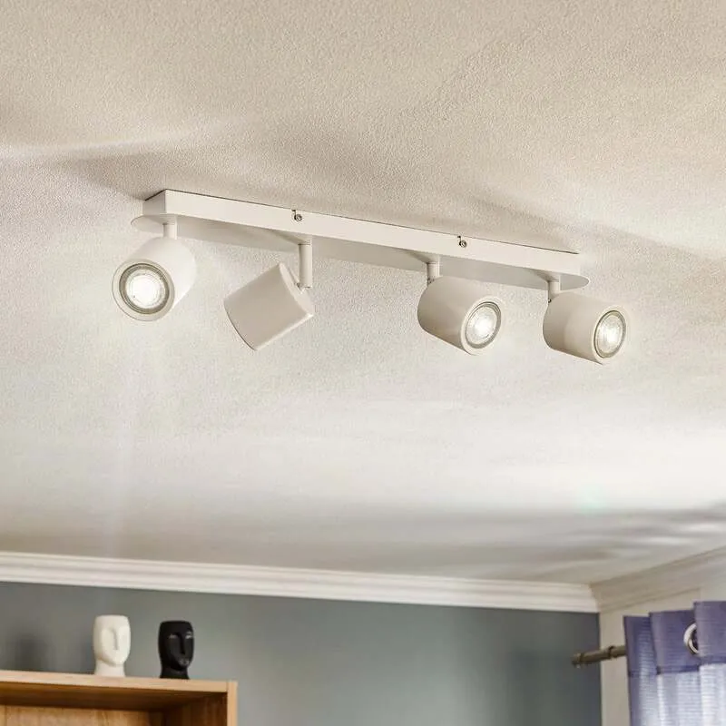 B-Ware Modo Deckenspot Strahler Deckenlampe Leuchte Edelstahl Kunststoff Weiß 4-flg