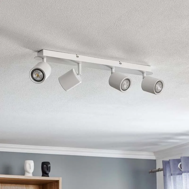 B-Ware Modo Deckenspot Strahler Deckenlampe Leuchte Edelstahl Kunststoff Weiß 4-flg