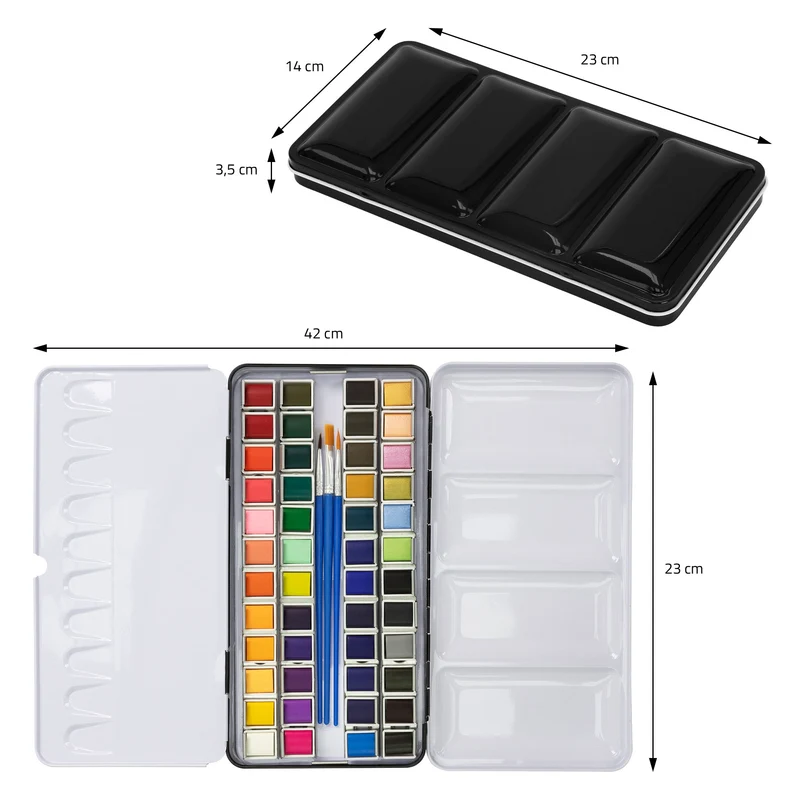 Aquarellfarbkasten mit 48 Farben inklusive Pinsel und Papier Malkasten Set