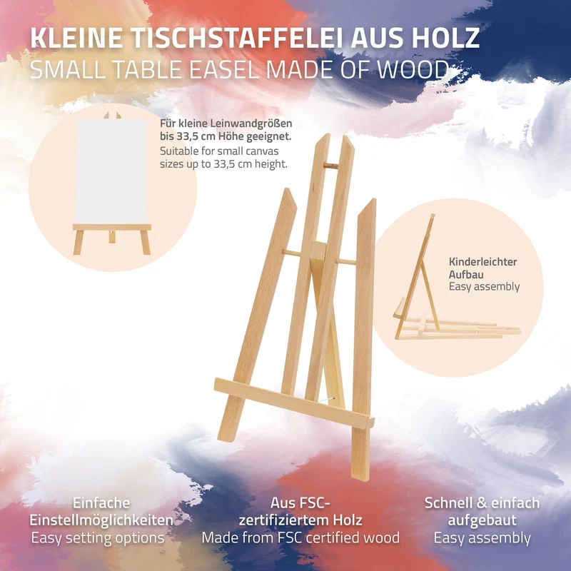 Tischstaffelei klein verstellbar 22x14x40,5 cm Braun aus Holz