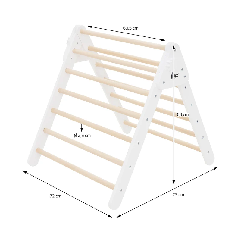 Kletterdreieck für Kinder ab 2 Jahre 73x72x60 cm Natur/Weiß aus Holz Joyz