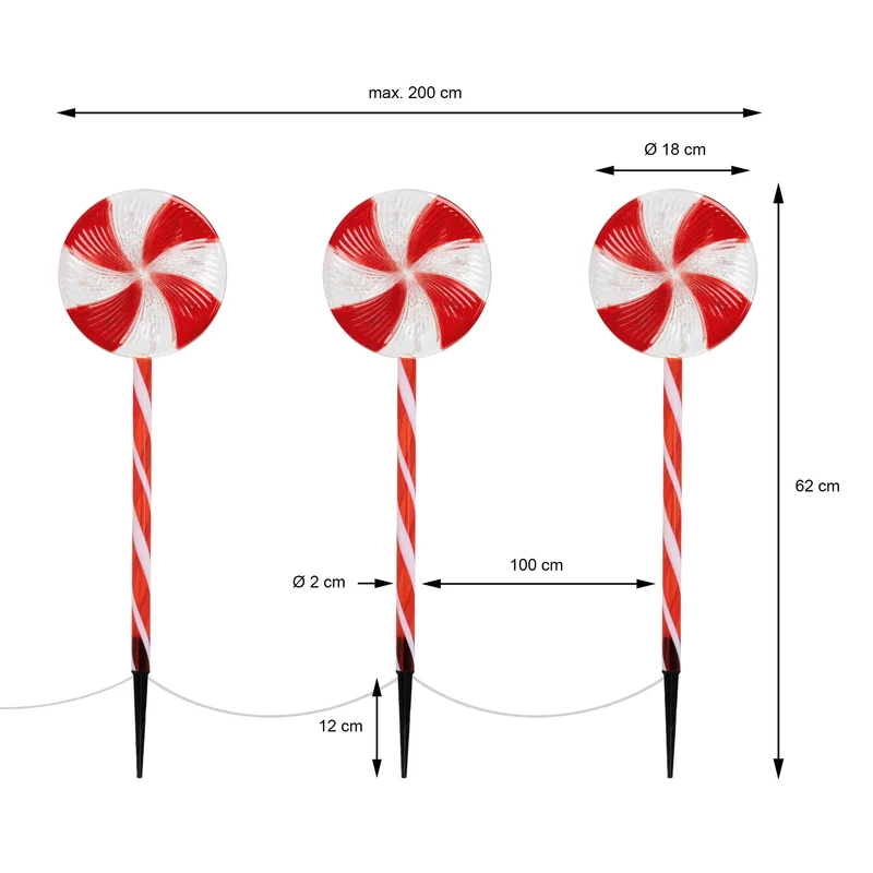 LED Lolly Lichterkette Weihnachtslichterkette wasserdicht mit Timer und verschiedenen Leuchtmodis