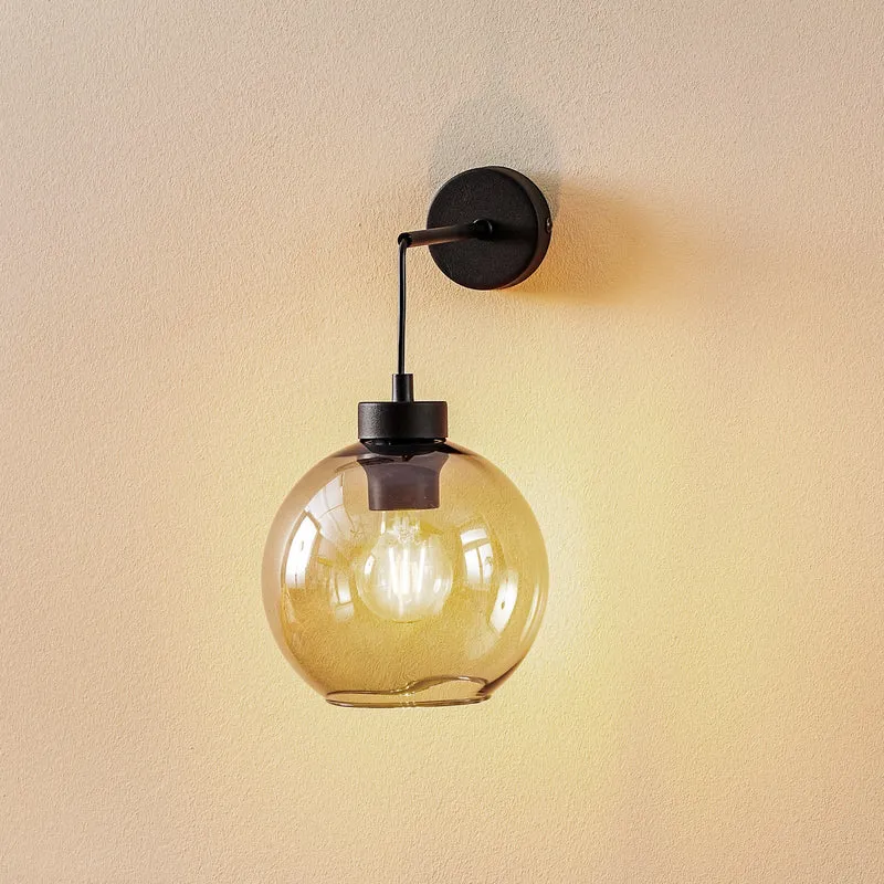 B-Ware TK Lighting Wandlampe Cubus Wandleuchte Glas Metall rauchgrau schwarz E27