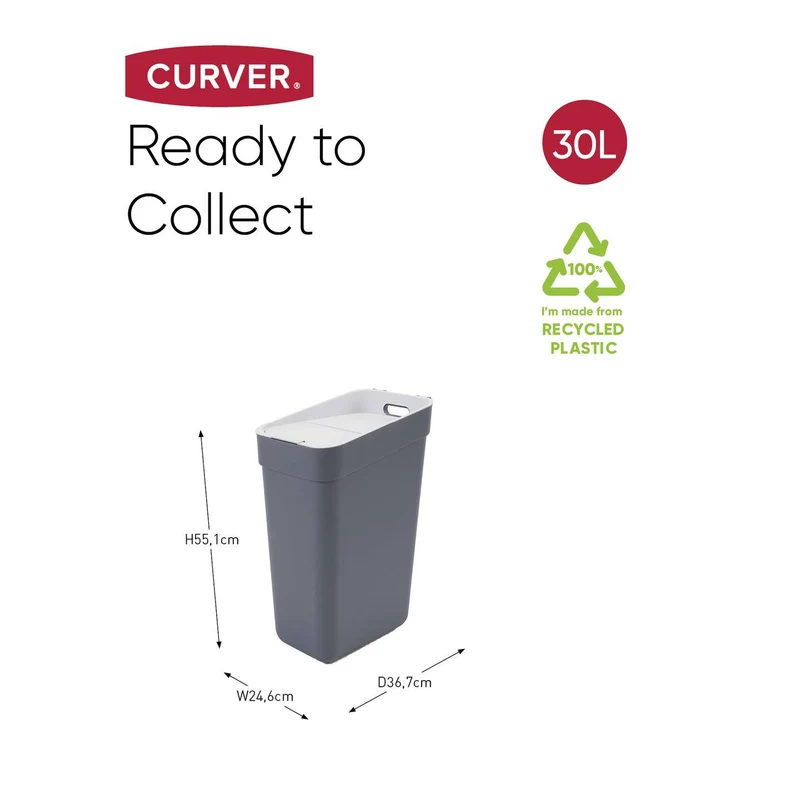 B-Ware Curver Mülleimer Abfalleimer READY TO COLLECT Grau Kunststoff stapelbar modular