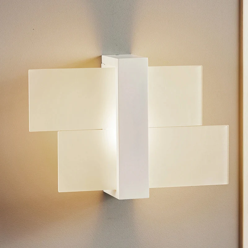 B-Ware Wandleuchte Wandlampe Glas weiß Shifted 1 Leuchte Beleuchtung Holz Modern