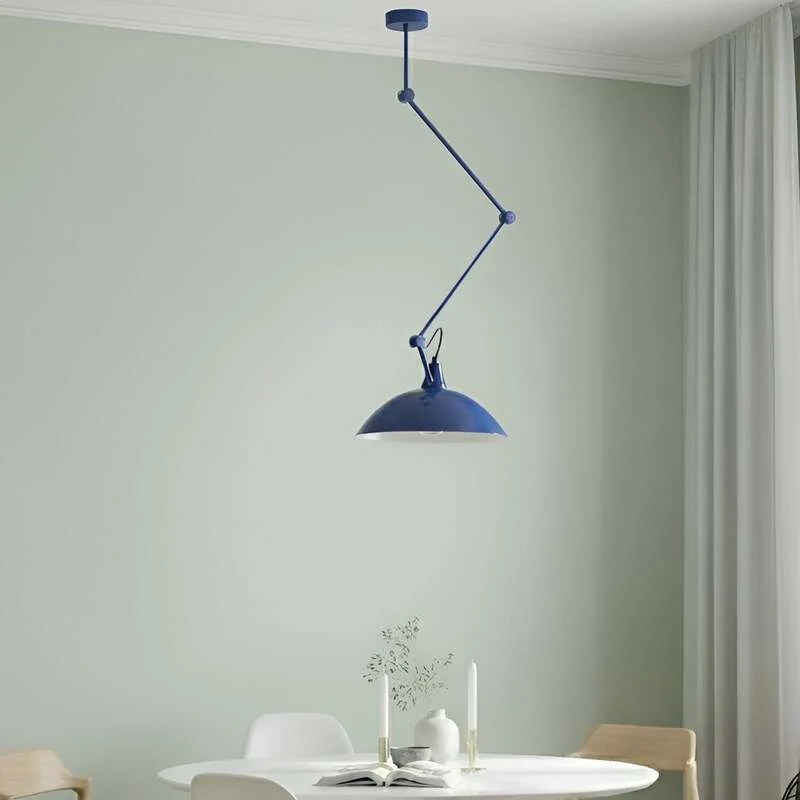 B-Ware Hängeleuchte Pendelleuchte Melos blau Metall skandinavisch höhenverstellbar LED