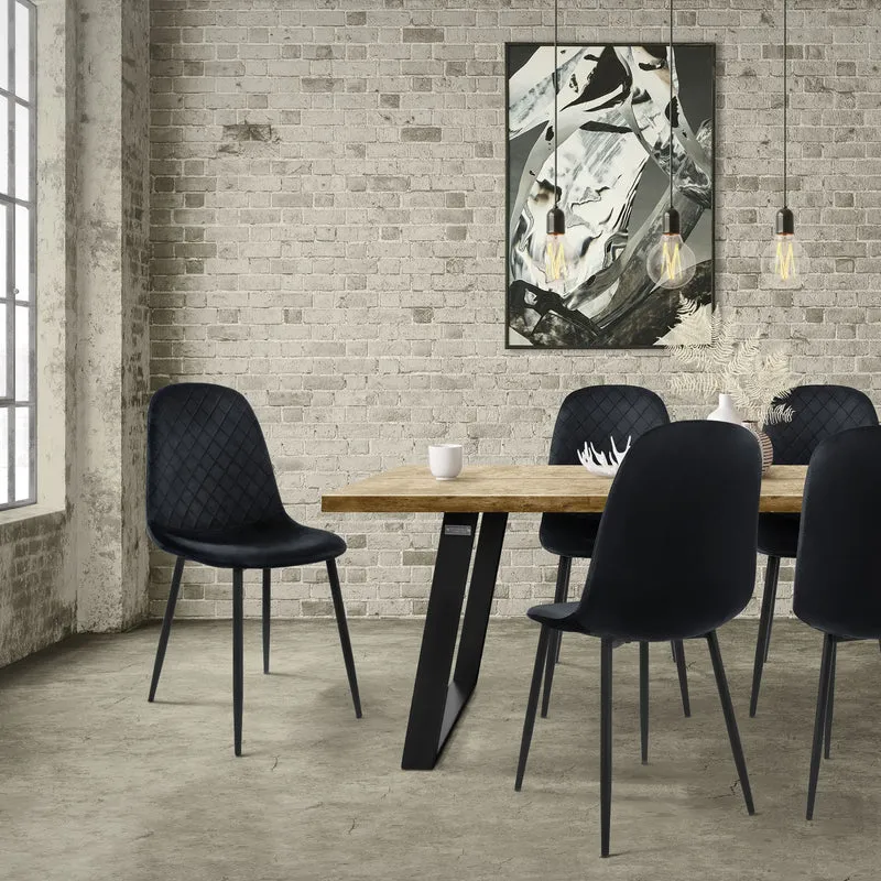 Esszimmerstuhl 4er Set mit Rückenlehne Schwarz Küchenstuhl mit Microfaser-Samtbezug ML-Design