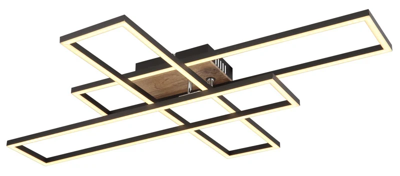 B-Ware Globo Deckenleuchte Lampe LED Dakari Panel Holz Schwarz drehbar 40W Warmweiß