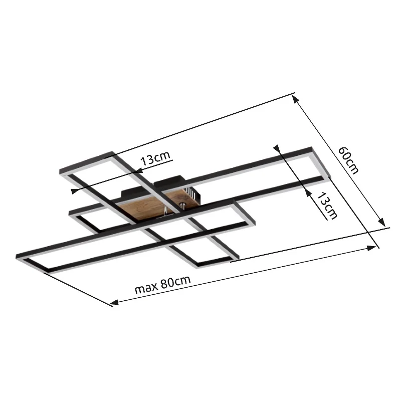 B-Ware Globo Deckenleuchte Lampe LED Dakari Panel Holz Schwarz drehbar 40W Warmweiß