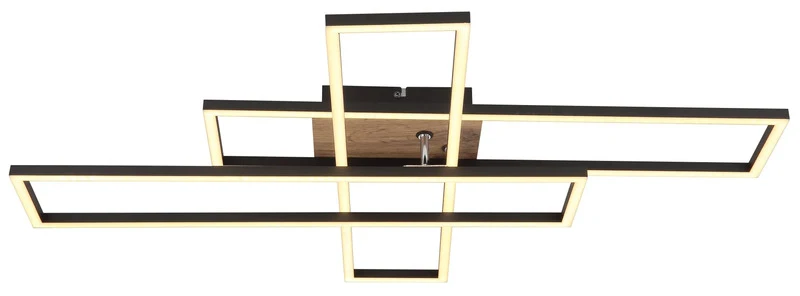 B-Ware Globo Deckenleuchte Lampe LED Dakari Panel Holz Schwarz drehbar 40W Warmweiß