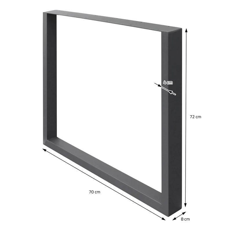 2x Tischbeine Tischkufen aus Vierkantprofilen 70x72 cm Anthrazit pulverbeschichtete Stahl