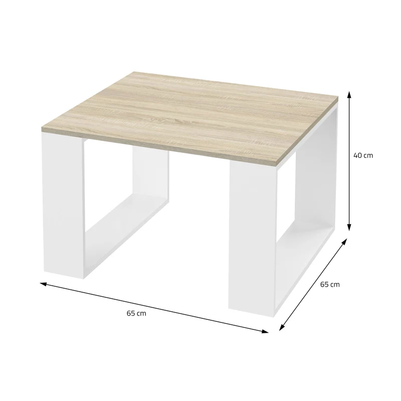 Couchtisch 65x65x40 cm Eiche-Optik/Weiß ML-Design
