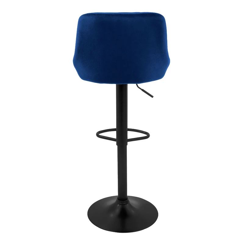 Barhocker 2er Set Blau Samtbezug mit Rückenlehne und Fußstütze höhenverstellbar 62-82cm ML-Design