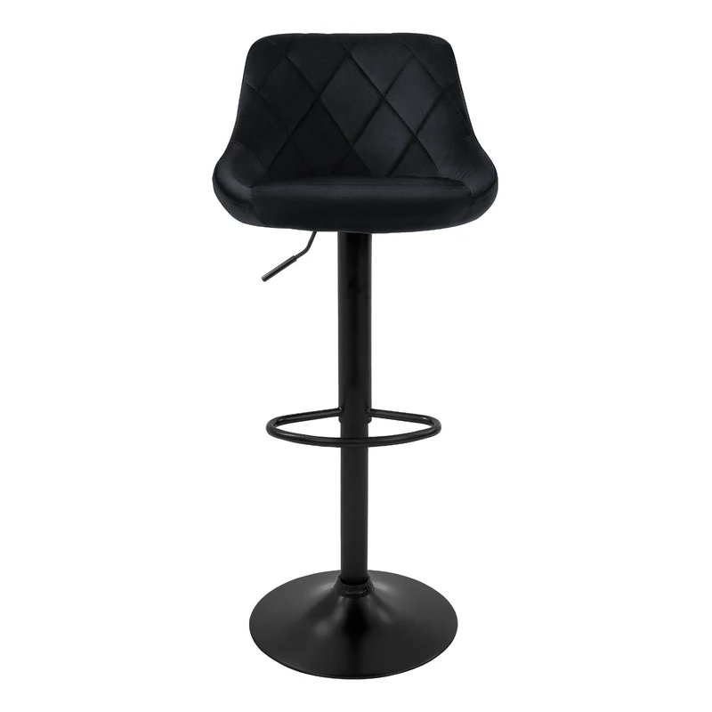 Barhocker 2er Set Schwarz Samtbezug mit Rückenlehne und Fußstütze höhenverstellbar 62-82cm ML-Design