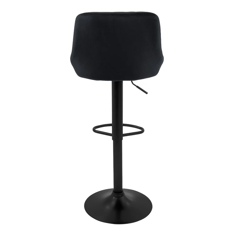 Barhocker 2er Set Schwarz Samtbezug mit Rückenlehne und Fußstütze höhenverstellbar 62-82cm ML-Design