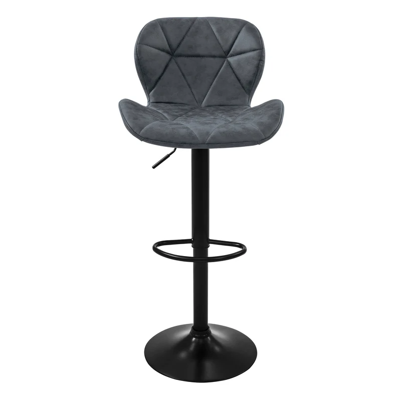 Barhocker 2er Set Anthrazit Kunstlederbezug mit Rückenlehne und Fußstütze höhenverstellbar 59-79cm ML-Design