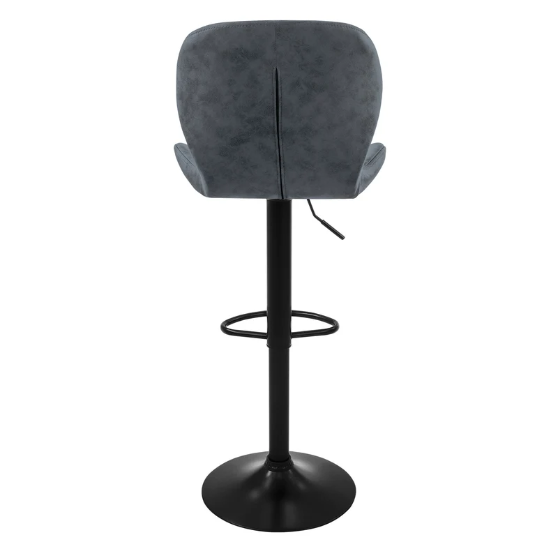Barhocker 2er Set Anthrazit Kunstlederbezug mit Rückenlehne und Fußstütze höhenverstellbar 59-79cm ML-Design