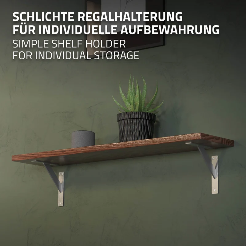 Wandkonsole Regalhalterung 2er Set 180 x 180 mm Silber aus Aluminium ML-Design