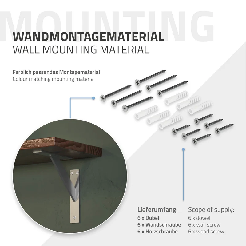 Wandkonsole Regalhalterung 2er Set 180 x 180 mm Silber aus Aluminium ML-Design