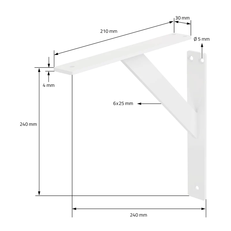 Wandkonsole Regalhalterung 2er Set 240 x 240 mm Weiß aus Aluminium ML-Design