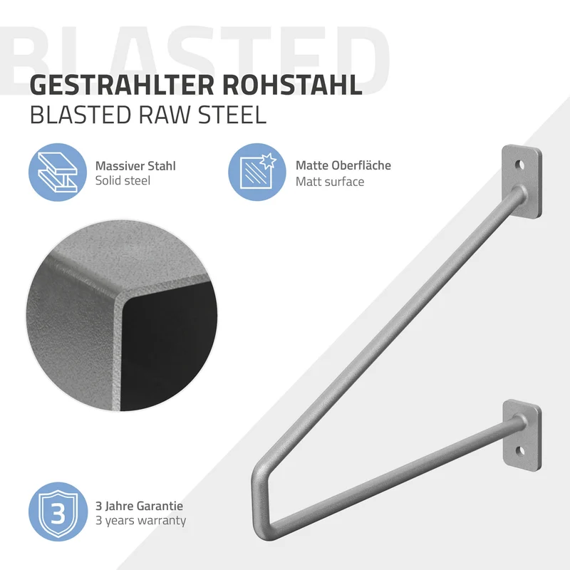 Wandkonsole Regalhalterung 2er Set 220 x 180 mm Grau aus Stahl ML-Design