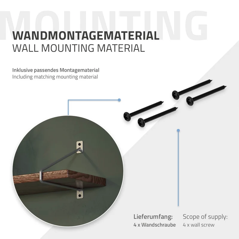 Wandkonsole Regalhalterung 2er Set 220 x 180 mm Grau aus Stahl ML-Design