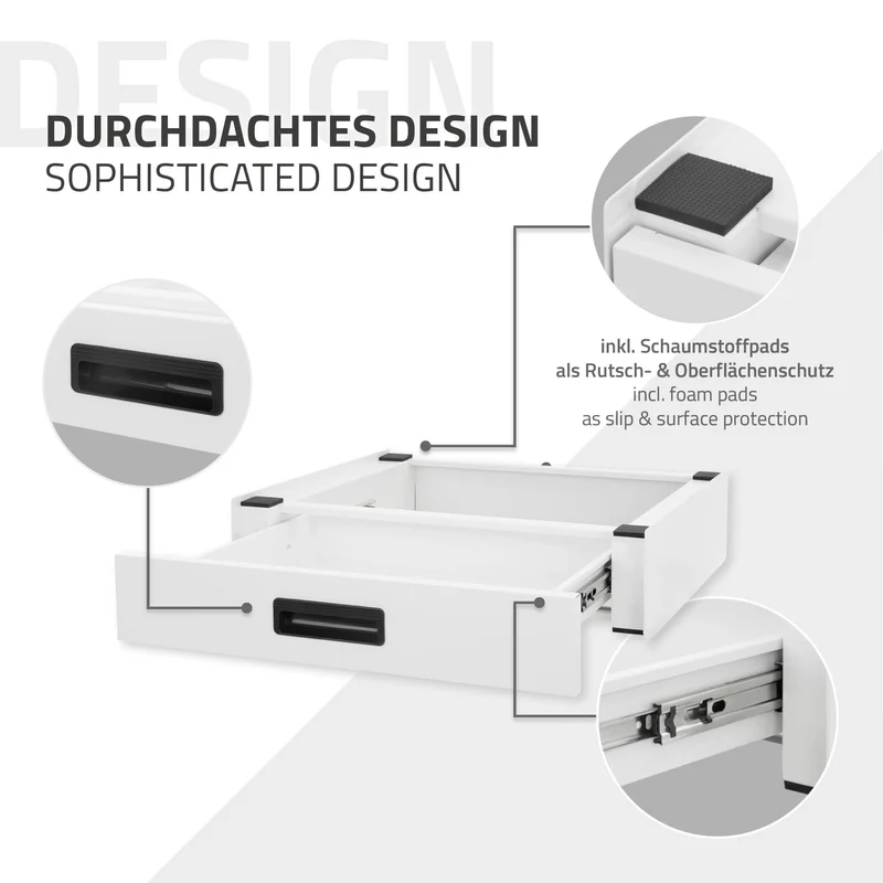 Zwischenbaurahmen für Waschmaschine Verbindungsrahmen mit Schublade 60,5x54 cm in Weiß ML-Design