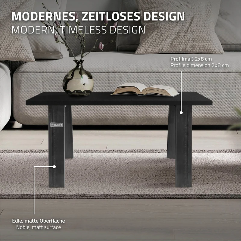 2er Set Tischbeine Bankkufen Loft 44x42 cm Industrial Profil 8x2cm Stahl U-Form ML-Design