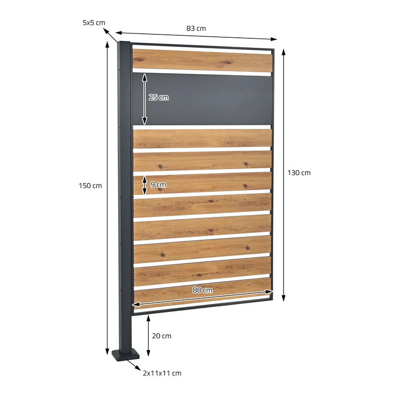 Mülltonnenzaun 91x91x150 cm Anthrazit/Holzoptik aus Stahl ML-Design