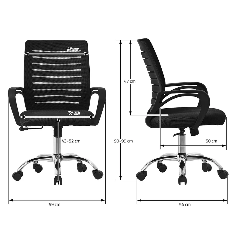 Ergonomischer Bürostuhl mit Armlehnen Netzgewebe Schwarz mit Rollen ML-Design
