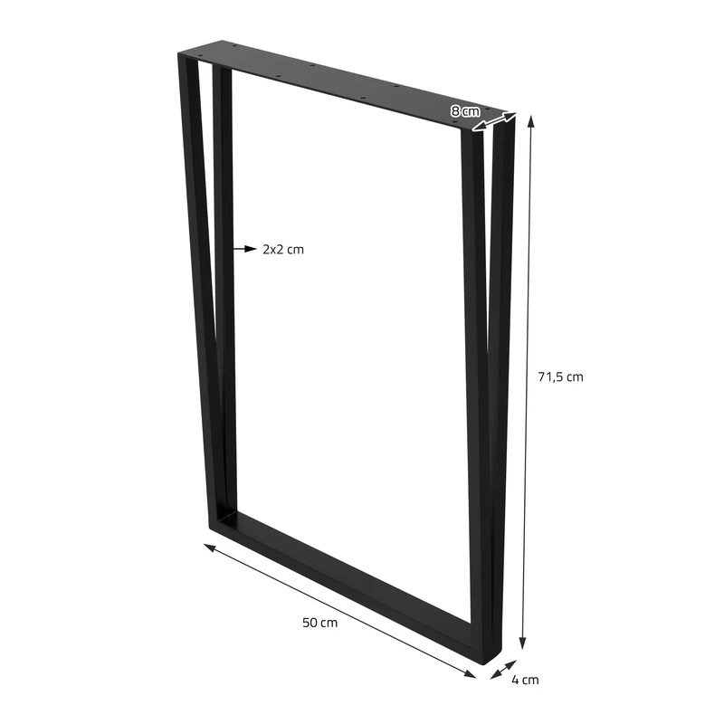 2 Stück Tischbeine B50xH71,5 cm Tischkufen rechteckige Form Stahl pulverbeschichtet Schwarz ML-Design