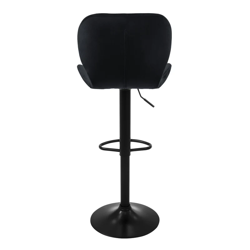 Barhocker 2er Set Schwarz Samtbezug mit Rückenlehne und Fußstütze höhenverstellbar 59-79cm ML-Design