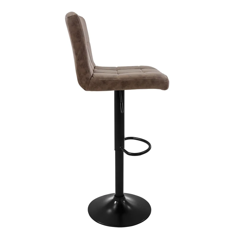 Barhocker 2er Set Braun Kunstlederbezug mit Rückenlehne und Fußstütze höhenverstellbar 63-83cm ML-Design