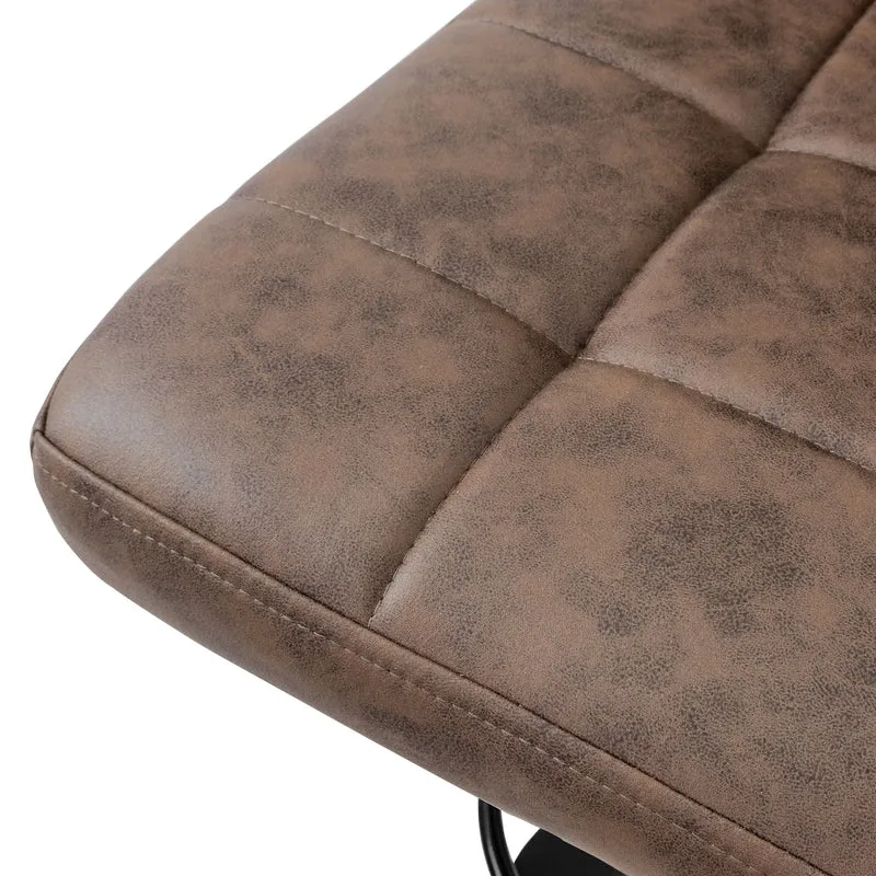 Barhocker 2er Set Braun Kunstlederbezug mit Rückenlehne und Fußstütze höhenverstellbar 63-83cm ML-Design