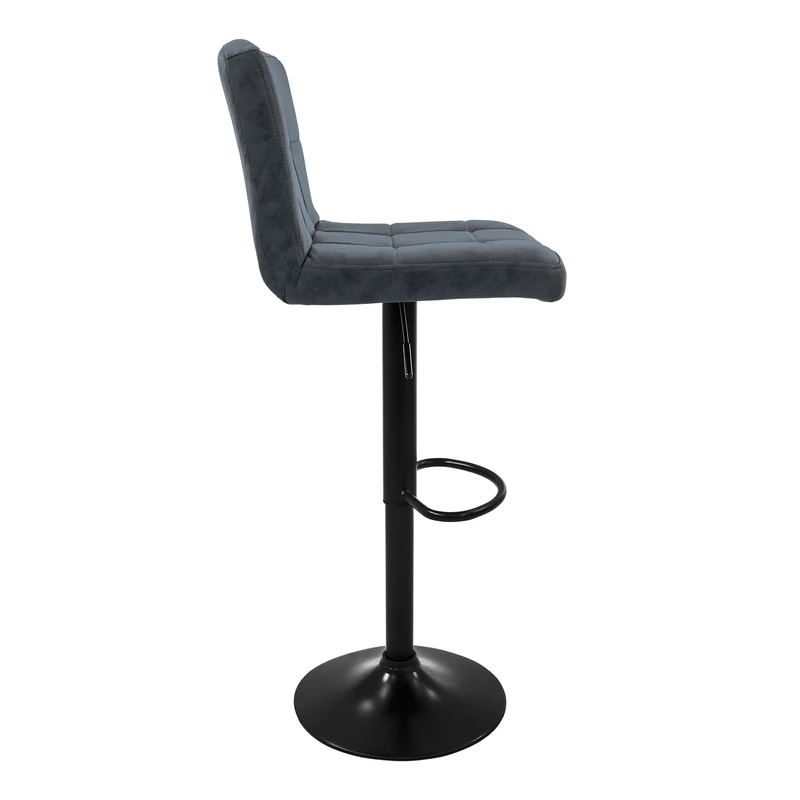 Barhocker 2er Set Anthrazit Kunstlederbezug mit Rückenlehne und Fußstütze höhenverstellbar 63-83cm ML-Design