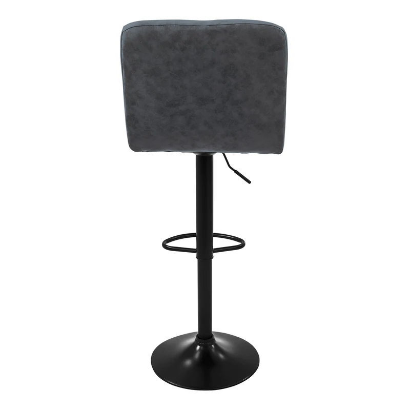 Barhocker 2er Set Anthrazit Kunstlederbezug mit Rückenlehne und Fußstütze höhenverstellbar 63-83cm ML-Design